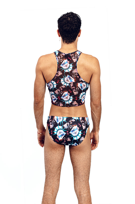 NYC CROP MESH SINGLET