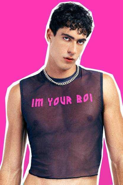 BOI CROP MESH TANK